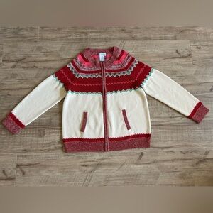 The Paragon zip up knit red cream pink green sweater cotton blend winter